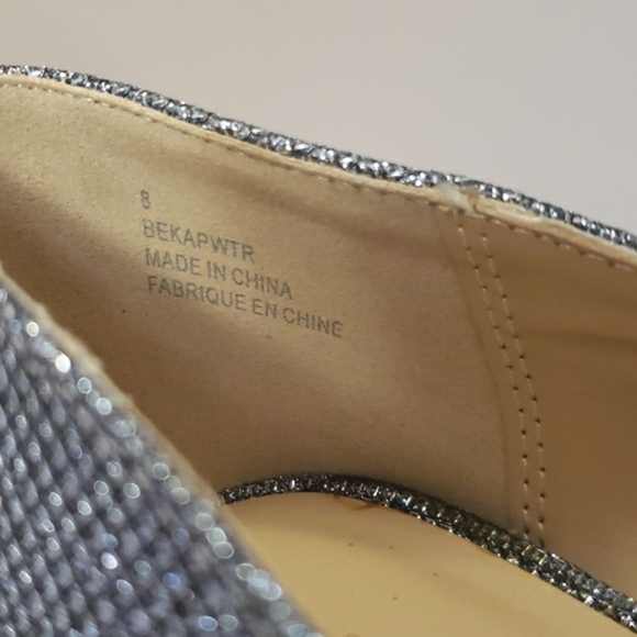 Silver Glitter & Rhinestone Heels 8 EUC - Picture 8 of 9